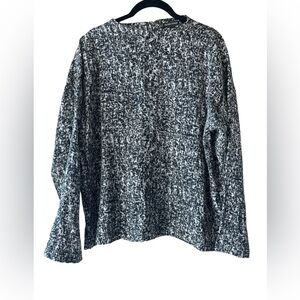 EILEEN FISHER Black & White Silk Cotton Blend Blouse Size Medium